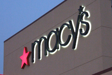 Macy's outside sign on building